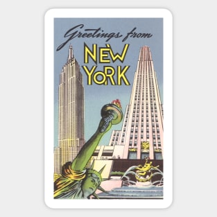 Greetings From New York Travel Poster Landmarks Sticker